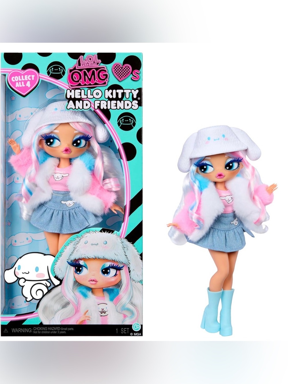 L.O.L. Surprise! Pastel Pink & Blue Hello Kitty and Friends Fashion Doll